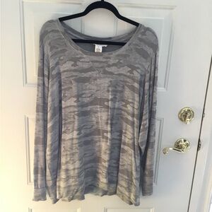 Gray Camouflage Long Sleeve Top